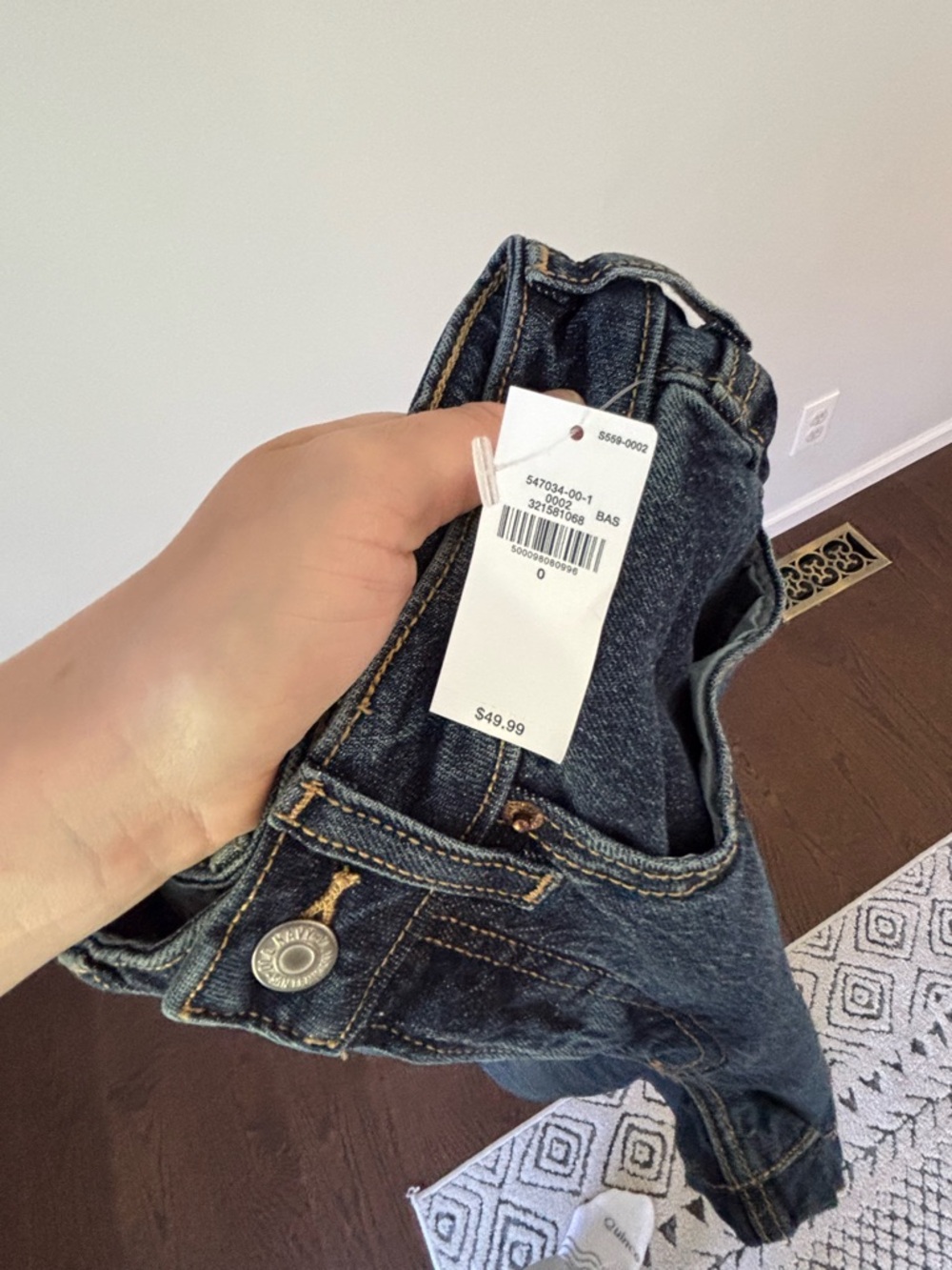 Old Navy Dark Wash Raw Hem OG Ankle Straight Jean Size 0 NWT - Picture 3 of 14